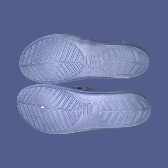 CROCS Sanrah Beveled Circle Sandal Blue Wedge Slip On Comfort Lightweight SZ. 10 - Picture 4 of 6